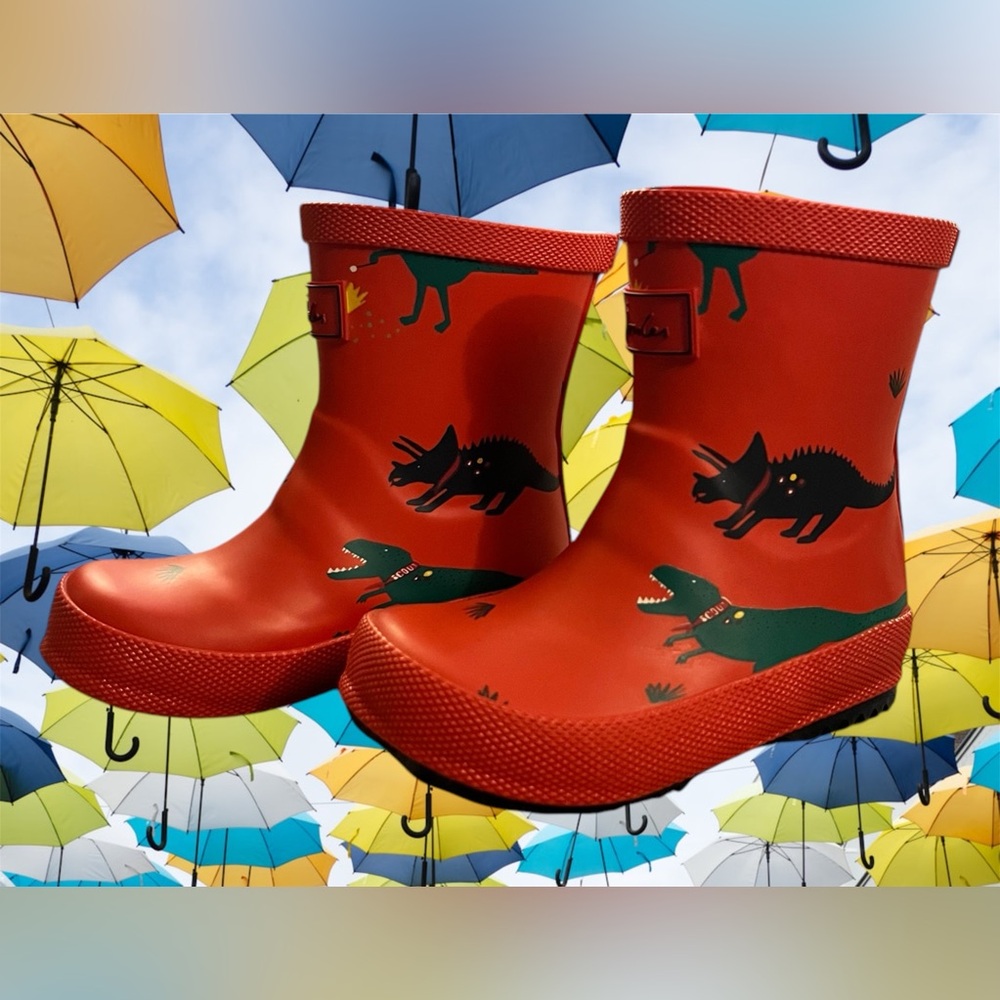 Kids Red Dinosaur Rain Boots